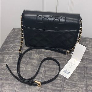 Tory burch Savannah Combo Crossbody bag black